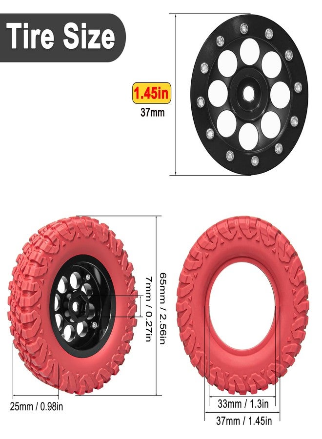 LRFHL SCX24 Wheels 1.3 Beadlock Wheel and Tires for 1/18 1/24 TRX4M SCX24 Upgrade, Colored 1.3 Crawler Tires RC Crawler TRX4M Wheels (4PCS, Red) - Image 5